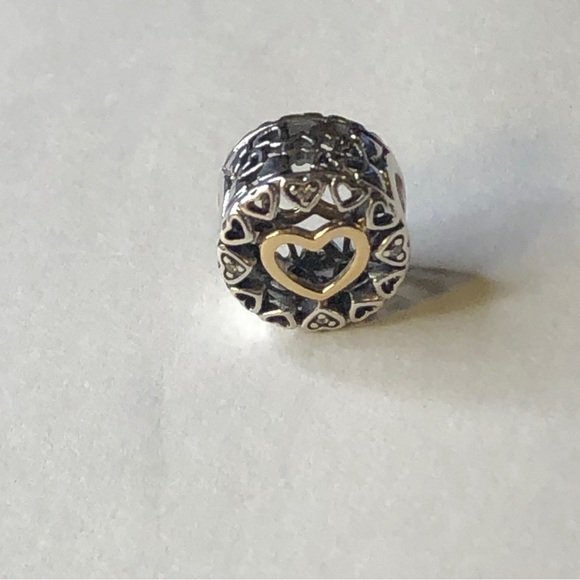 Authentic Pandora Loving Circle 14k Heart Charm S925 Ale - Picture 3 of 6